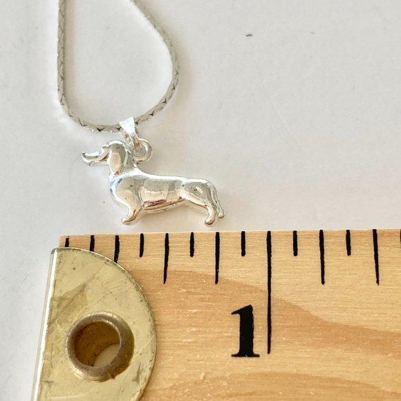 Silver Dachshund Doxie Necklace Pendant Dog Vet Tech Gift Rescue Plated - Picture 9 of 9